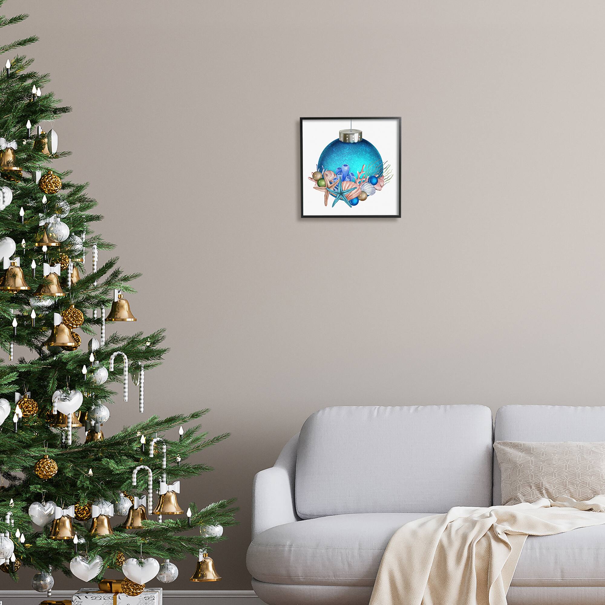 Stupell Industries Nautical Sea Life Holiday Ornament Framed Giclee Art